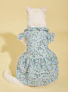 1入組印花寵物連衣裙適用於狗狗和貓適合夏天 - 彩色 - 查看 2