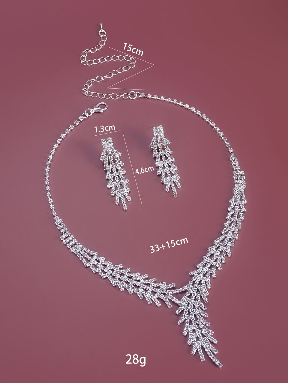 3pcs Rhinestone Decor Jewelry Set