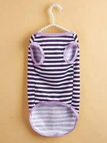 爱心印花狗狗T恤，薄款条纹圆领背心，适合小型和中型犬，例如泰迪熊、贵宾犬等宠物。 - 彩色 - 查看 5