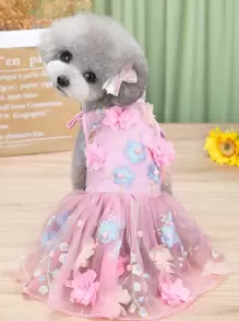 Trang phục cho thú cưng Với Ren 3D Hoa Đối với Chó Và Mèo , Thú cưng Váy cưới , Chó nhỏ Quần áo , Dễ thương Mùa hè Đầm Đối với Teddy Và Chihuahua , Mùa Xuân Và Mùa hè Phong cách , Châu Âu và Châu Mỹ Phong cách , phổ cập Lưới Váy - Hồng - Xem 12