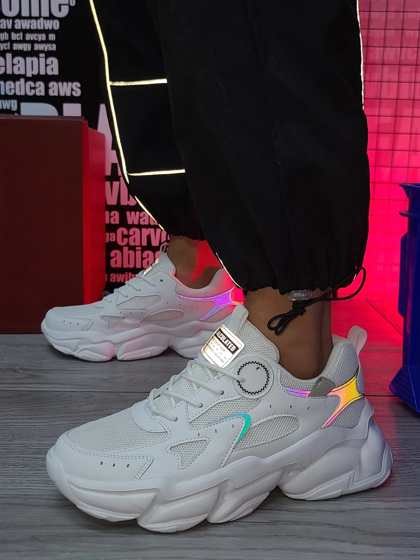 reflective chunky sneakers