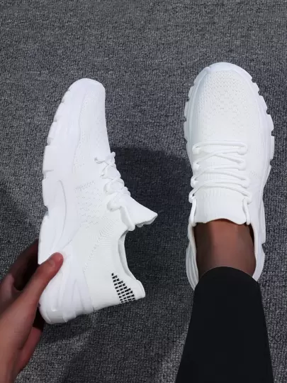 Women's Casual Comfortable Sports Shoes, Solid Color Fashion Non-Slip Durable Sneakers