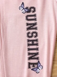 Girls Butterfly & Letter Graphic Tee With Joggers - Multicolor - View 6