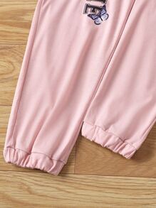 Girls Butterfly & Letter Graphic Tee With Joggers - Multicolor - View 8