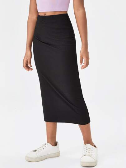 Tween Girls Slim Fit Elegant randig stickad kjol