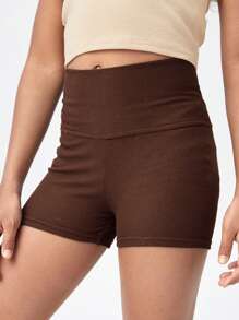 SHEIN Tween Girl Casual Sun-Kissed Ribbed Knit Biker Shorts