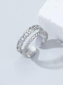 Fashionable and Popular 1pc Men Chain Decor Cuff Ring, Stainless Steel Jewelry for Jewelry Gift and for a Stylish Look