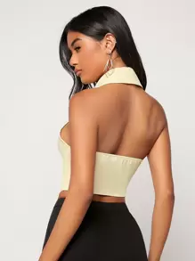 BizChic Halter Neck Vest Blazer Workwear - Yellow - View 5