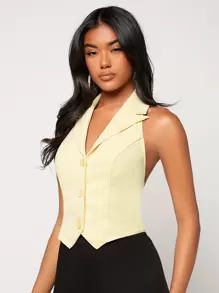 BizChic Halter Neck Vest Blazer Workwear - Yellow - View 3