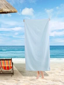 Solid Beach Towel - Blue - View 1