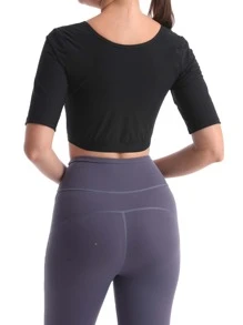 Sports Outdoor Adjustable Chest Support Shapewear Waist Trainer Corset - Black - View 4