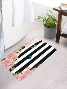 1入組條紋圖案和印花浴室毯或1入組浴簾 - 彩色 - 查看 2