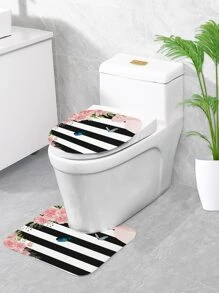 1入組條紋圖案和印花浴室毯或1入組浴簾 - 彩色 - 查看 5