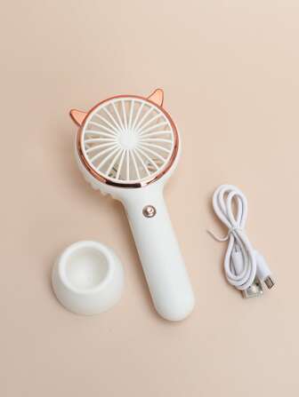 AOYI 1 可充电 500mAh 电池供电便携式手持式 3 档可调 LED 照明户外迷你猫耳风扇