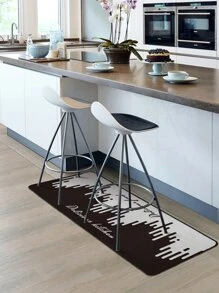 1入組字母圖案廚房地墊 - 黑與白 - 查看 6