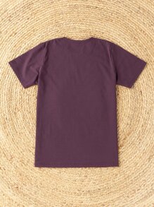 SHEIN LUNE Camiseta con estampado de pata y diente de león - Morado - Ver 2