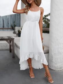 SHEIN VCAY High Low Hem Cami Dress - White - View 4