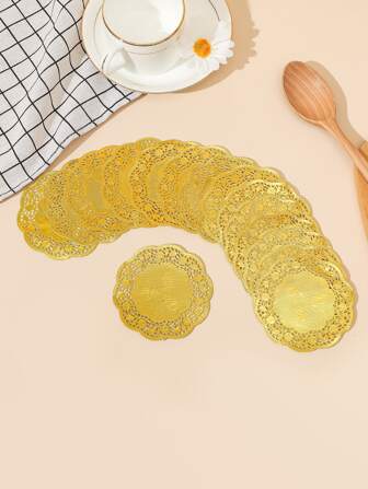 20入組金色圓形紙製點心墊