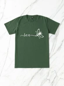 SHEIN LUNE Plus Letter & Butterfly Print Tee