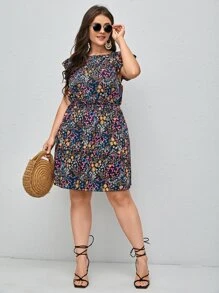 SHEIN Clasi Plus Floral Print Ruffle Sleeve Dress | SHEIN USA