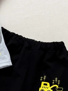 SHEIN 年輕男孩卡通圖形t恤和短褲套裝 - 彩色 - 查看 6