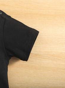 Baby Boy Cartoon Graphic Romper - Black - View 4