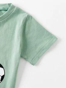 SHEIN 小男童足球和字母圖案T恤和運動褲 - 彩色 - 查看 3