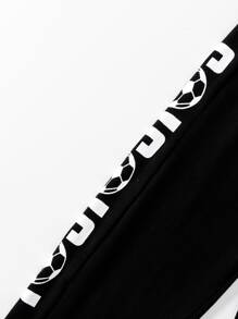 SHEIN 小男童足球和字母圖案T恤和運動褲 - 彩色 - 查看 4