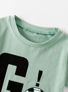 SHEIN 小男童足球和字母圖案T恤和運動褲 - 彩色 - 查看 5
