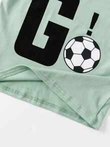 SHEIN 小男童足球和字母圖案T恤和運動褲 - 彩色 - 查看 7