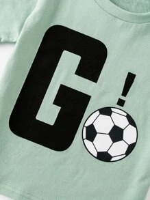 SHEIN 小男童足球和字母圖案T恤和運動褲 - 彩色 - 查看 8