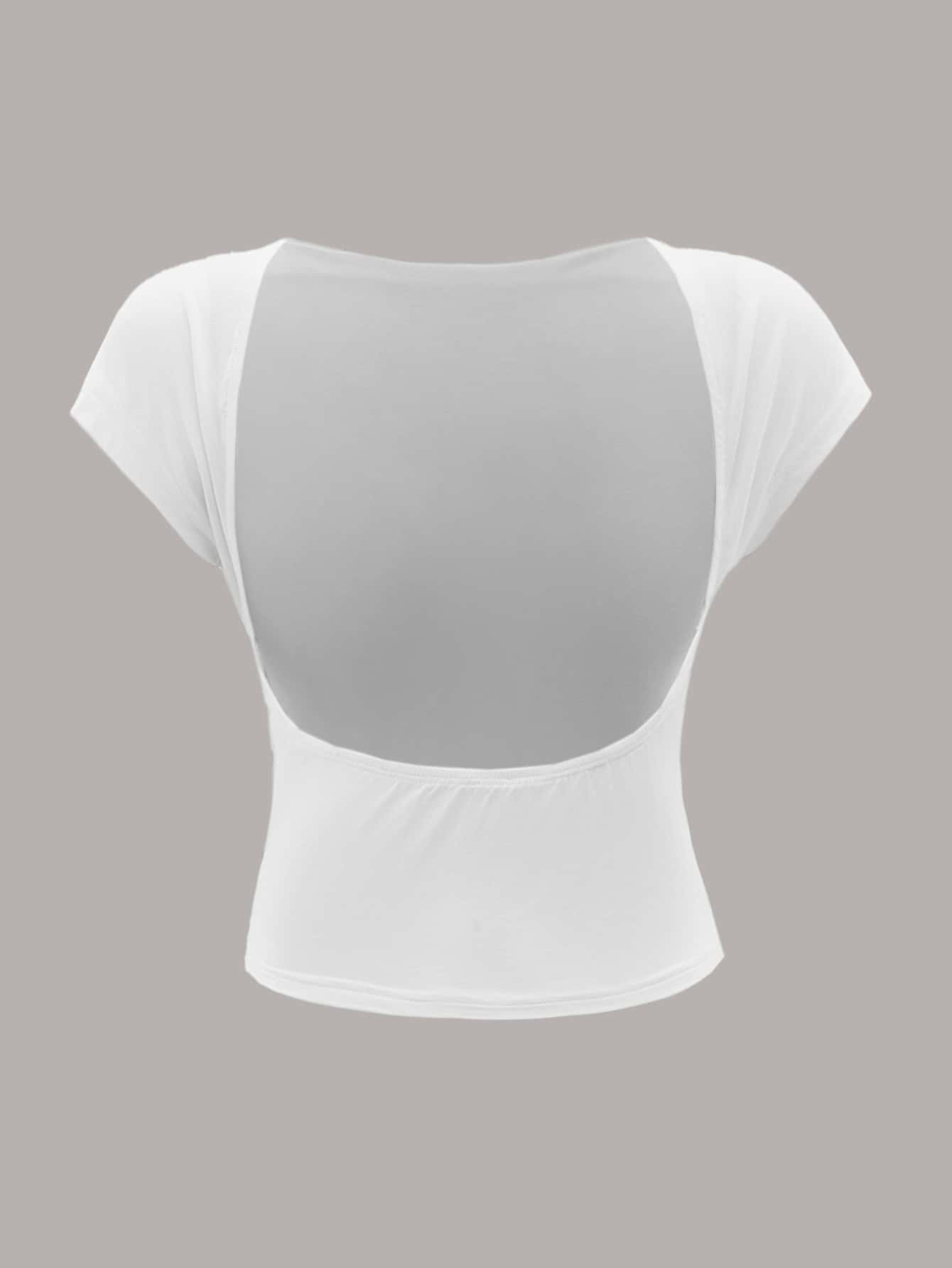 RueChic Solid Backless Batwing Sleeve Tee - White - View 1