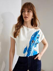 MOTF PREMIUM LINEN ASYMMETRICAL NECK TOP - White - View 4