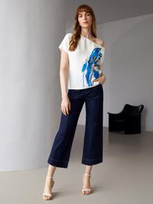 MOTF PREMIUM LINEN ASYMMETRICAL NECK TOP - White - View 5