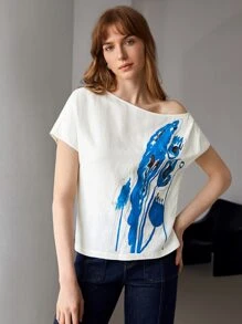 MOTF PREMIUM LINEN ASYMMETRICAL NECK TOP - White - View 7