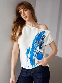 MOTF PREMIUM LINEN ASYMMETRICAL NECK TOP - White - View 11