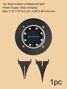 1 pieza 8 LED de luz solar para jardín al aire libre - Blanco - Ver 5