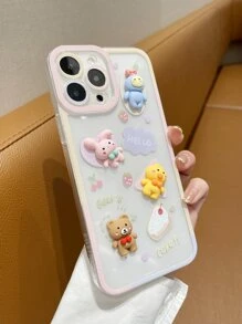 可愛卡通裝飾透明手機殼，適用於 iPhone 11，iPhone 13，iPhone 14 Pro Max - 無色 - 查看 2