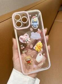可愛卡通裝飾透明手機殼，適用於 iPhone 11，iPhone 13，iPhone 14 Pro Max - 無色 - 查看 3
