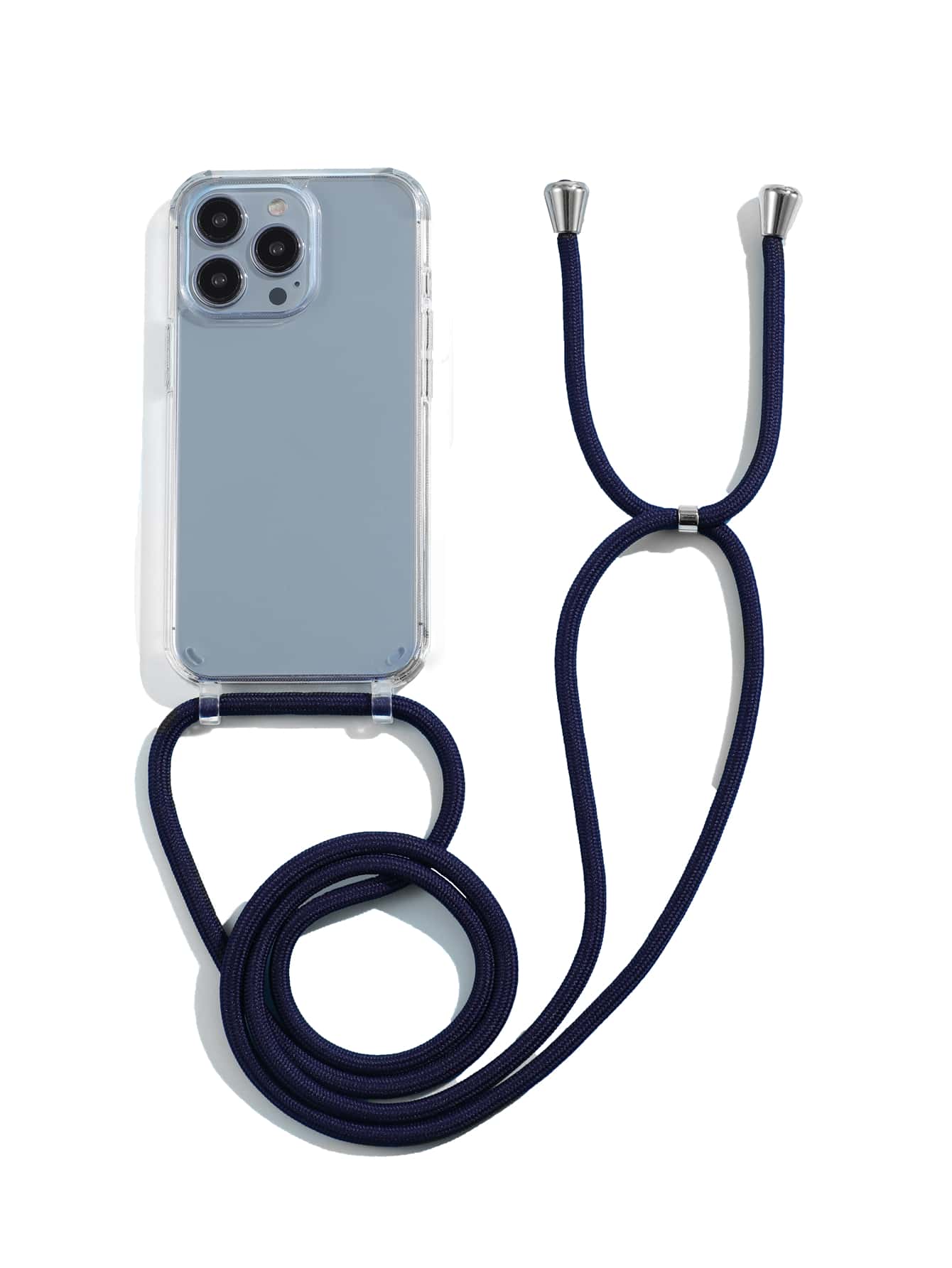 Clear Phone Case With Lanyard - Navy Blue - View 1