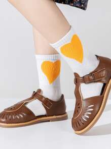 5雙兒童愛心圖案中筒襪