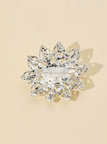 Rhinestone Flower Design Brooch - Bạc - Xem 2