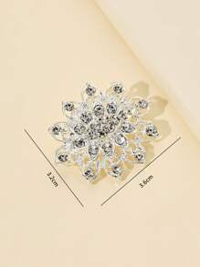 Rhinestone Flower Design Brooch - Bạc - Xem 3