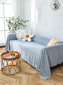 1pc Flower Detail Sofa Towel - Baby Blue - View 1