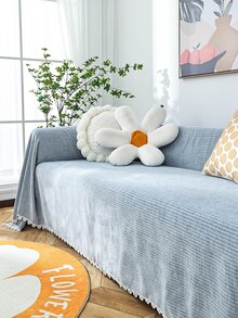 1pc Flower Detail Sofa Towel - Baby Blue - View 2