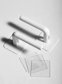 1pc L-Shape Punch-Free Hook, Wall Mounted Cloth Hanger for Coat Hat Towel Clothes Kitchen Rack Roll Bathroom Holder - White - View 4