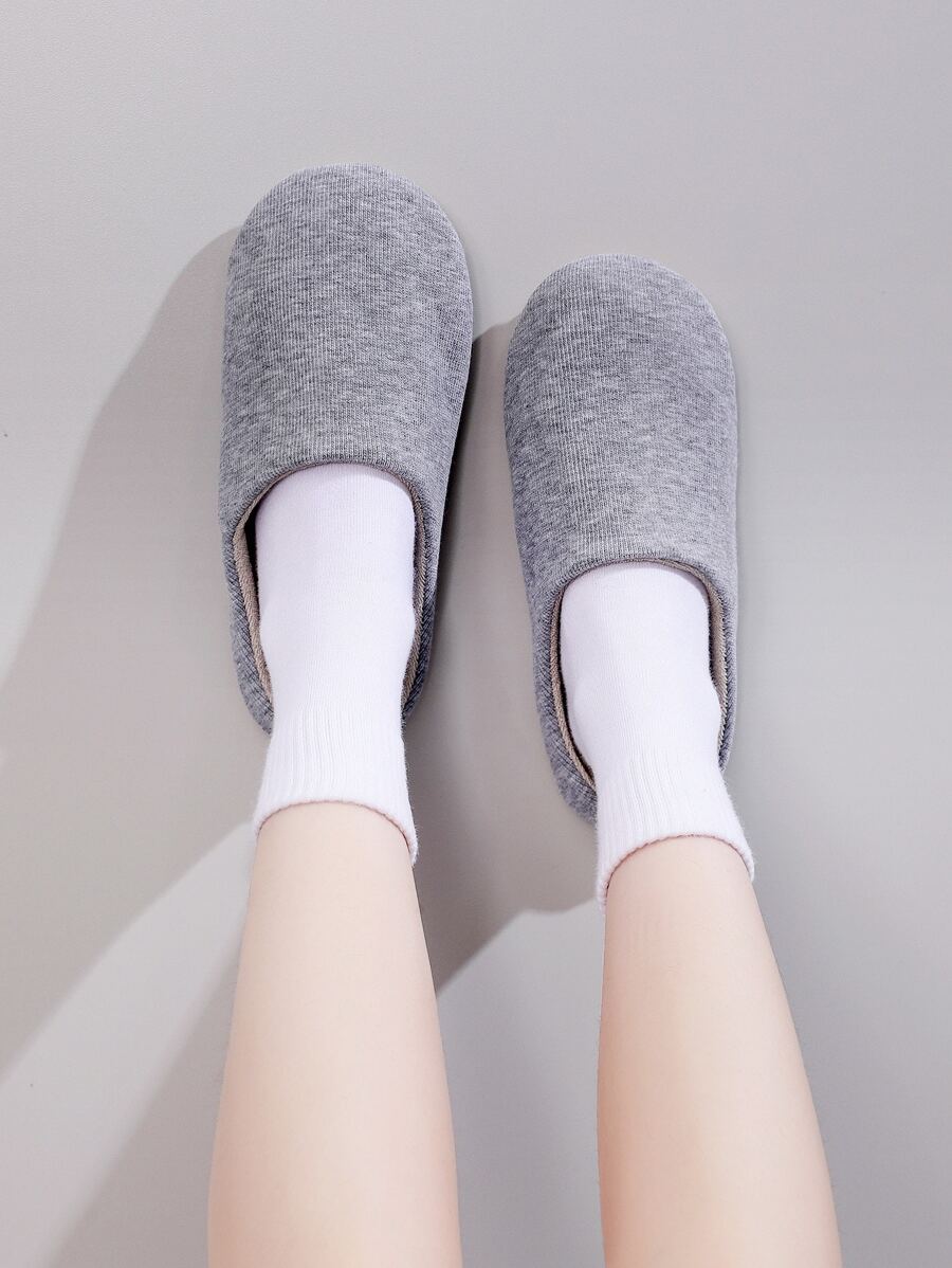 極簡風格毛絨臥室拖鞋 - 灰色 - 查看 1