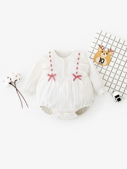 Peninsula Baby بدسويت بتفاصيل دانتيل للبنات الرضع بدون عصابة راس