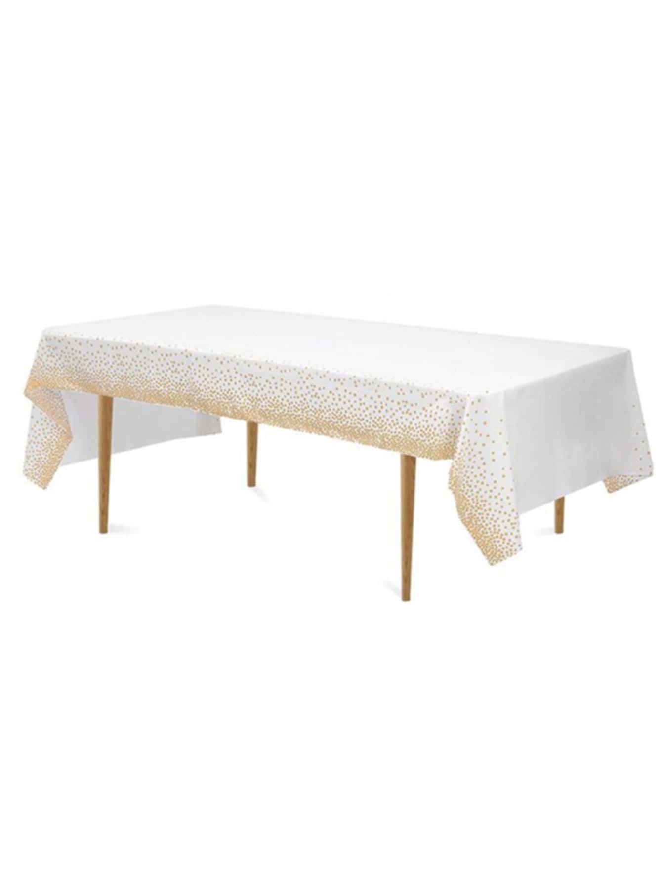 1pc Polka Dot Print Disposable Table Cover - Gold - View 1