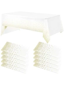 1pc Polka Dot Print Disposable Table Cover - Gold - View 3